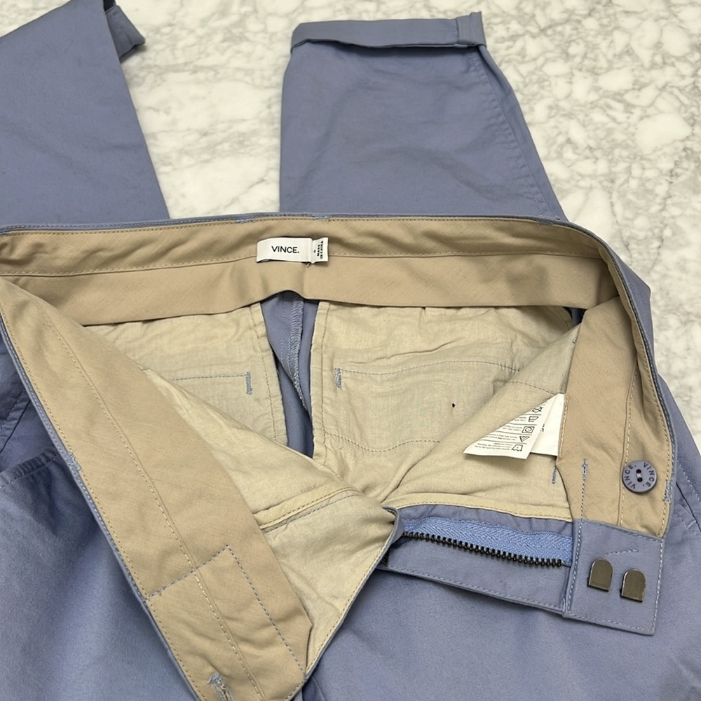 Vince Sky Blue Cotton Flat Front Pant.  0 - Picture 5 of 7